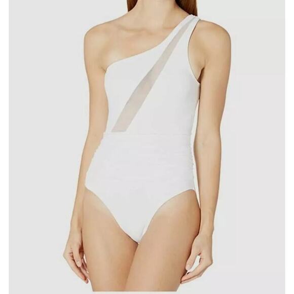La Blanca White One Shoulder One Piece Swimsuit Women's Size 4 NWT - Picture 1 of 7